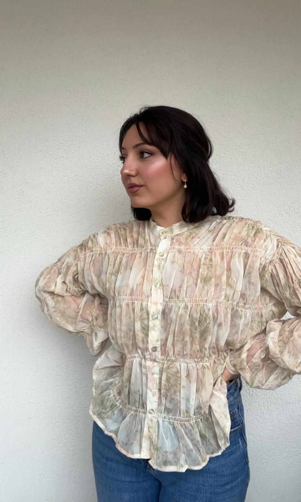 Taş Etnik Desenli Gömlek